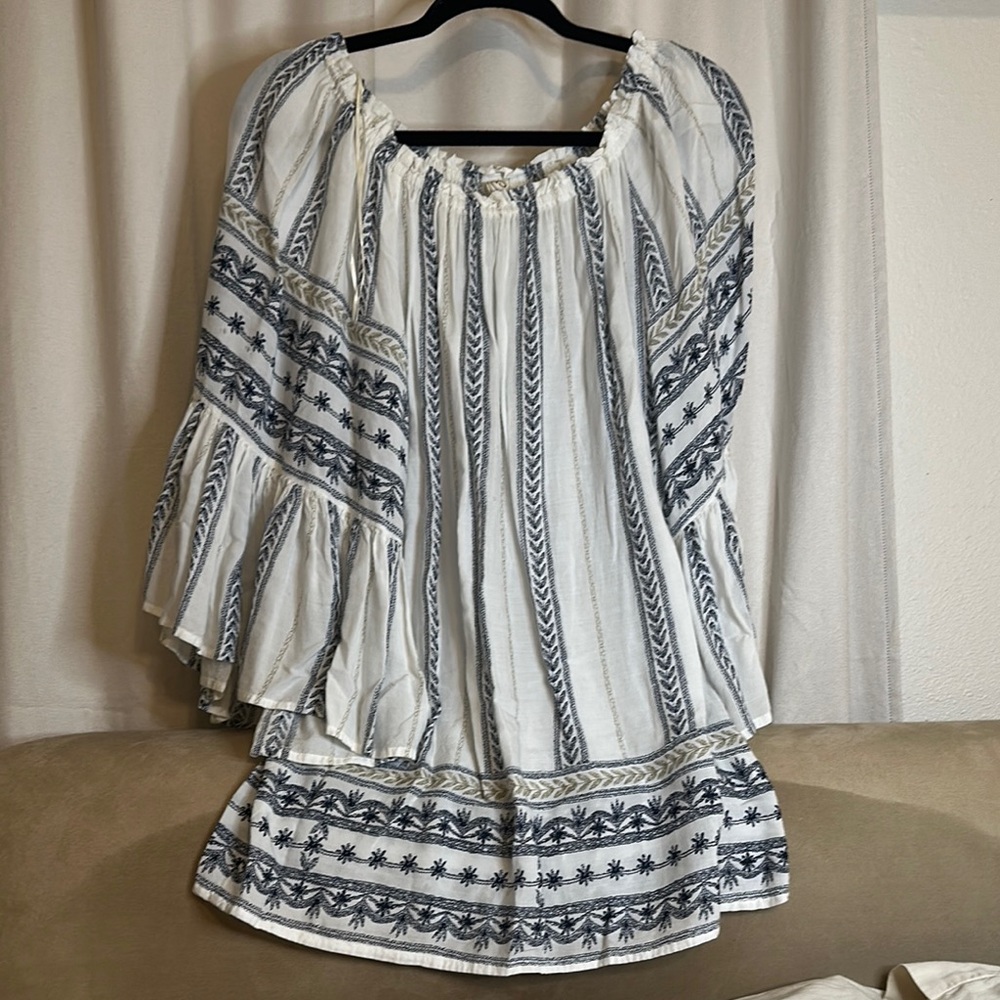 Bohemian White and Blue Tunic
